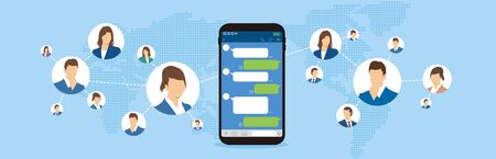 Chat app vector illustration smartphoneのイラスト素材