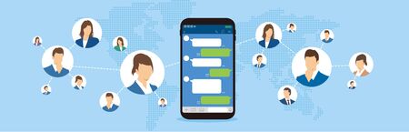 Chat app vector illustration smartphoneのイラスト素材