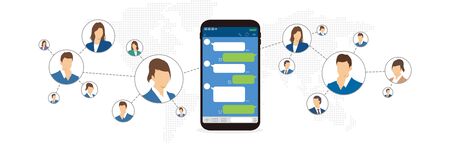 Chat app vector illustration smartphoneのイラスト素材