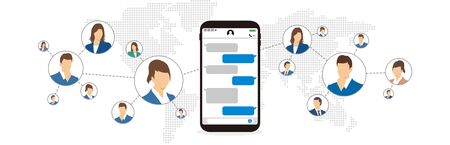 Chat app vector illustration smartphoneのイラスト素材