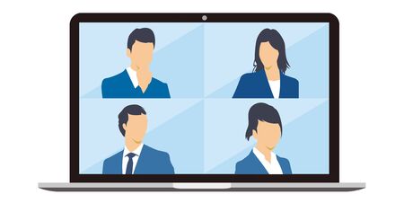illustration of virtual Meetings image Work from Home vectorのイラスト素材