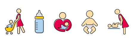 stroller icon baby push vectorのイラスト素材