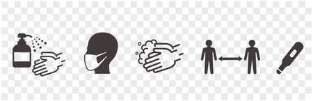 illustration of icons of coronavirus vectorのイラスト素材