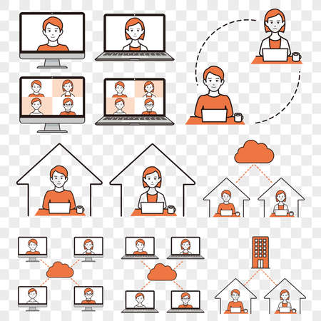 remote work at home iconのイラスト素材