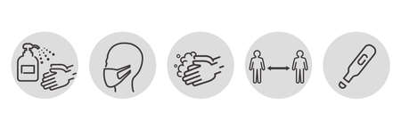 illustration of icons of coronavirus vectorのイラスト素材