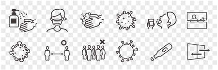 illustration of icons of coronavirus vectorのイラスト素材