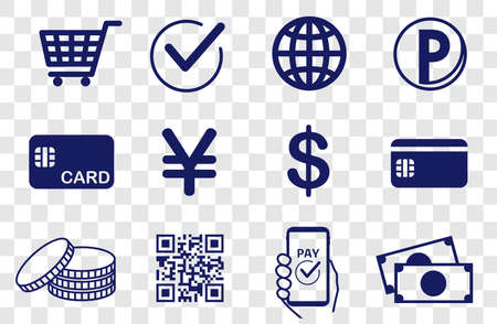 cashless and money vector icons setcoinのイラスト素材