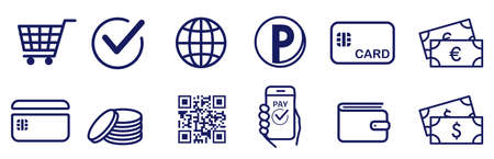 cashless and money vector icons setのイラスト素材