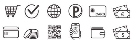 cashless and money vector icons setのイラスト素材