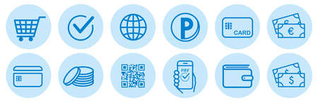 cashless and money vector icons setのイラスト素材