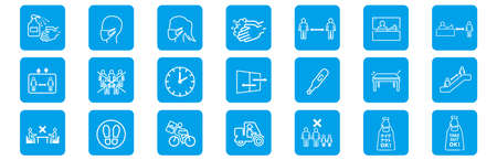 illustration of icons of coronavirus vectorのイラスト素材