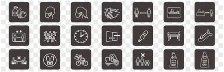 illustration of icons of coronavirus vectorのイラスト素材