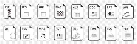 Symbol set file file icons set isolated vectorのイラスト素材