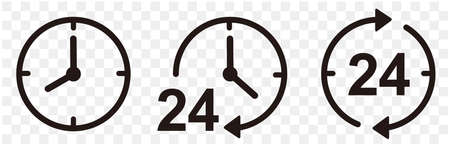 Watch 24-hour icon setのイラスト素材