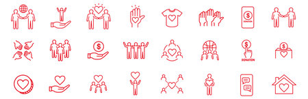 Volunteering icons set. Outline set of volunteering vector icons for web design isolated on white...
