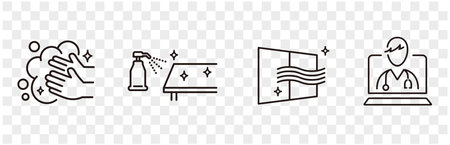 Set of   Vaccine line icons,   Medical mask, health, contagious, epidemic, outbreak, Vectorのイラスト素材