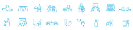 Co-working space line icon setのイラスト素材