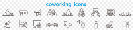 Co-working space line icon setのイラスト素材