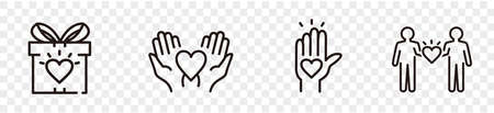 Friendship partnership handshake and love line icons.のイラスト素材