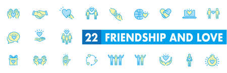 Friendship partnership handshake and love line icons.のイラスト素材