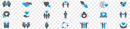Friendship partnership handshake and love line icons.のイラスト素材