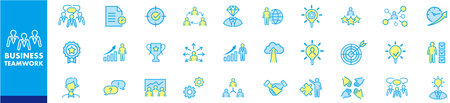 Business teamwork, work group, human resources, and team building icon set.のイラスト素材