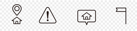 Navigation, location, GPS elements - thin line web icon set. Outline icons collection. Simple vector...