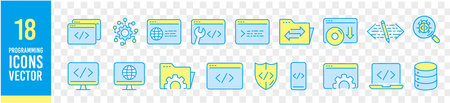 Programming line icons set vector illustrationのイラスト素材
