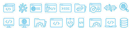 Programming line icons set vector illustrationのイラスト素材