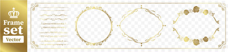 Luxury gold frames and borders set. Vector illustration for your designのイラスト素材