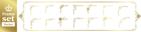 Vector set of golden vintage elements for design. Can be used for invitation, congratulationのイラスト素材