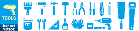 Set of construction tools icons isolated on white background. Vector illustration.のイラスト素材