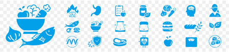 Nutrition healthy lifestyle line icons collection editable stroke vectorのイラスト素材