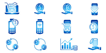 Payment System Cashless icons scan icon with smartphone scan me IC Card Mobile Financeのイラスト素材