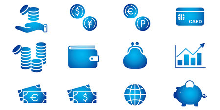 Money Cash Card Credit Dollar Bank icon collection editable stroke vectorのイラスト素材