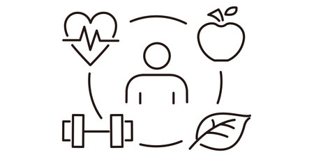 Healthy Lifestyle editable line icons wellness relaxation health exercise yoga spa diet wellbeing collection.のイラスト素材