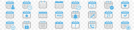 Calendar icons set. Vector illustration in flat design. Calendar iconのイラスト素材