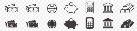 Money icons set. Vector illustration. Black and white pictogram pack.のイラスト素材