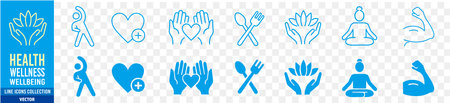 Healthy lifestyle icons set. Vector illustration of healthy lifestyle symbols.のイラスト素材
