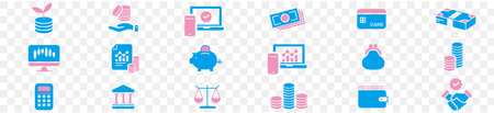 Money icon set. Flat illustration of money vector icons for web designのイラスト素材