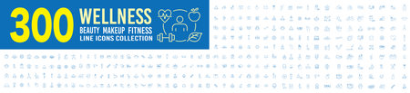 Wellness, Gym, Relaxation, Healthy Lifestyle, Exercise, Yoga, Spa, Diet, Fitness, Diet, Wellbeing, editable line icons set collection mega set.のイラスト素材