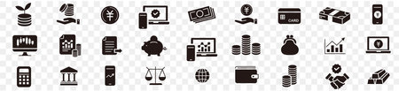 Money and finance icons set. Vector illustration of money and finance iconsのイラスト素材