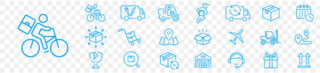 Delivery and logistics icons set. Outline illustration of delivery and logistics vector icons for web designのイラスト素材