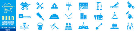 Construction icons set, simple series of construction vector icons for web designのイラスト素材