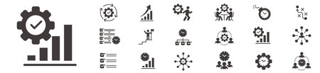 business icons set, vector symbol collection, filled flat sign, solid pictogram isolated on white.のイラスト素材