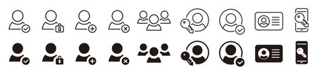 User account icon set, thin line design, vector illustration eps 10.のイラスト素材