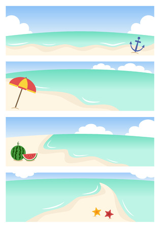 Beach sea background setのイラスト素材