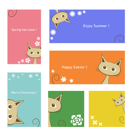 Cat card setのイラスト素材