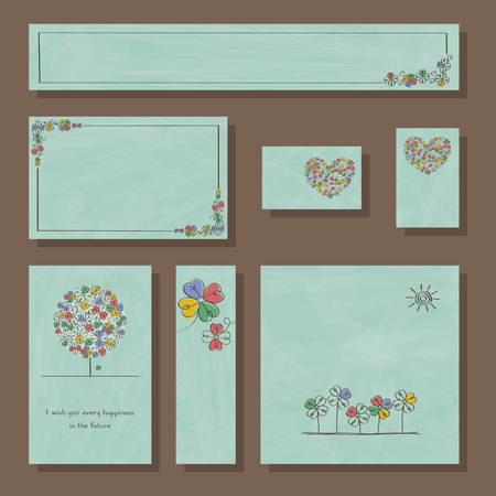 Colorful Clover Banner Card Setのイラスト素材