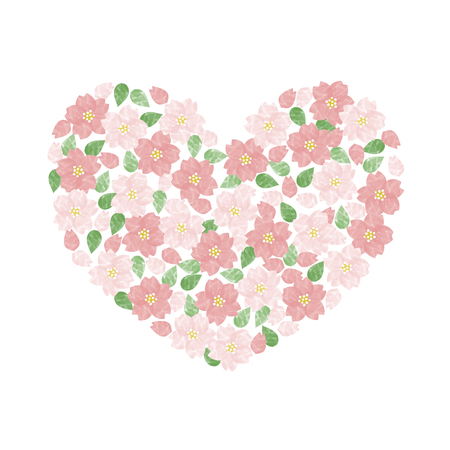 Watercolor cherry heart shaped illustrationのイラスト素材
